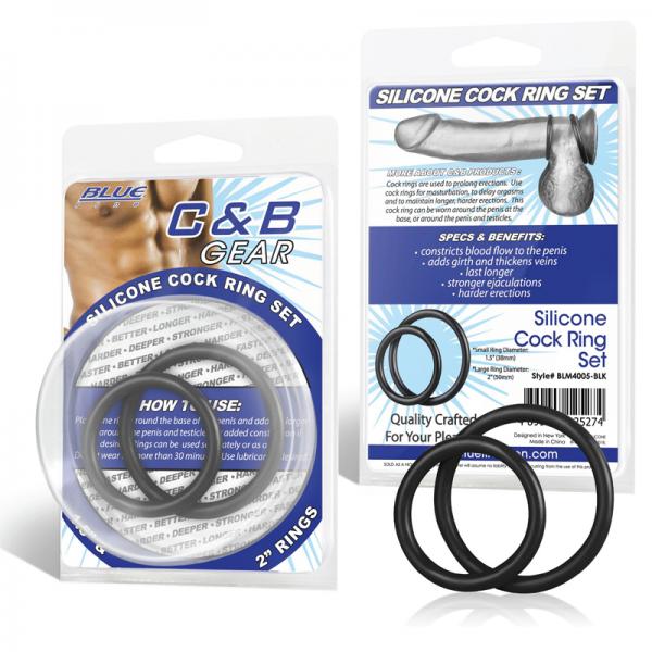 C & B Gear Silicone Cock Ring Set Black