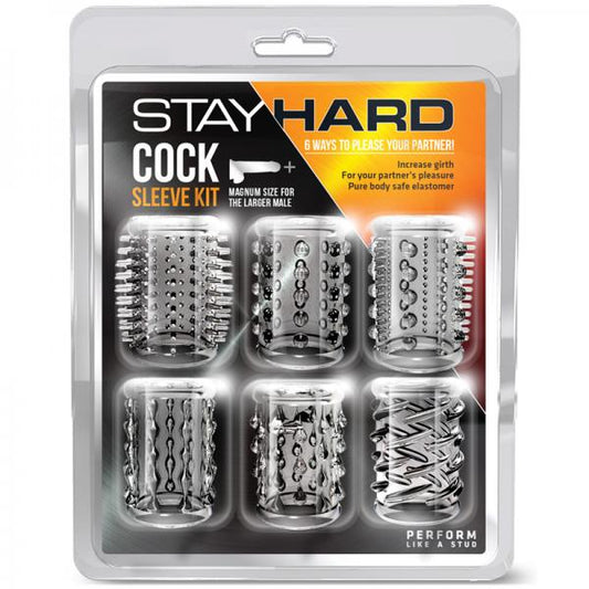 Stay Hard Cock Sleeve Kit Clear 6 Pack