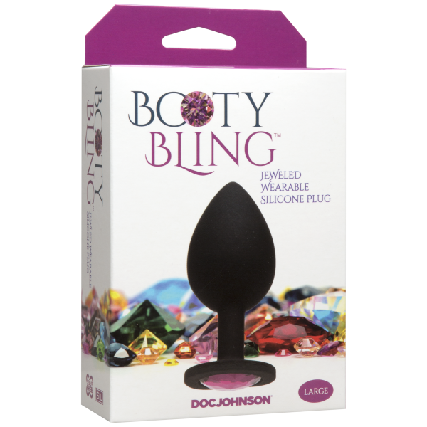 Booty Bling Large Butt Plug Black Pink Stone