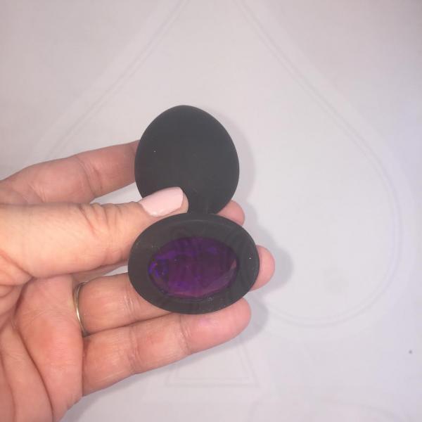 Booty Bling Large Black Plug Purple Stone