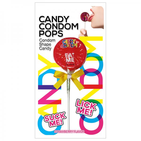 Candy Condom Pop Carded Strawberry