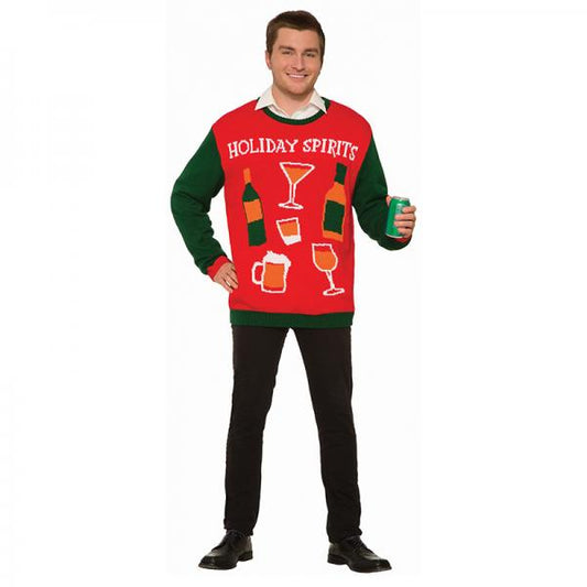 Xmas Sweater Holiday Spirits Xl