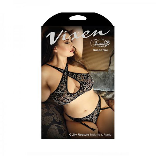 Vixen Guilty Pleasure Bralette & Panty L/xl Black