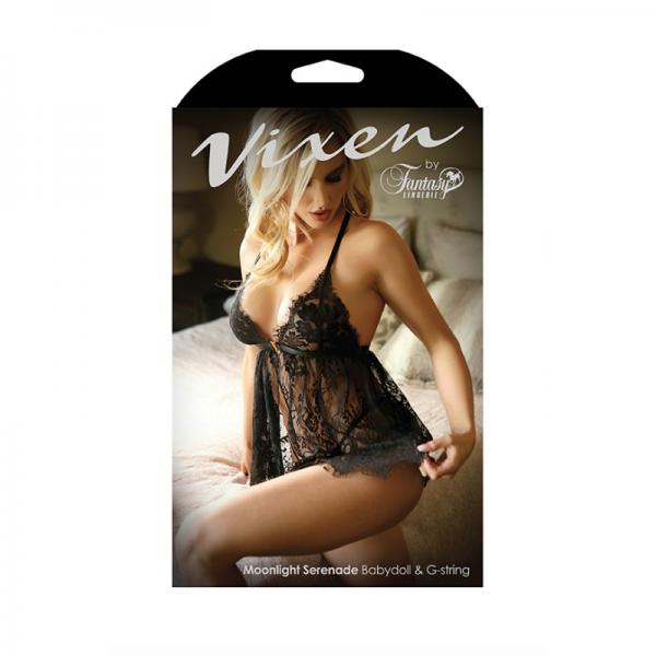 Vixen Moonlight Serenade Babydoll & G-string Os Black