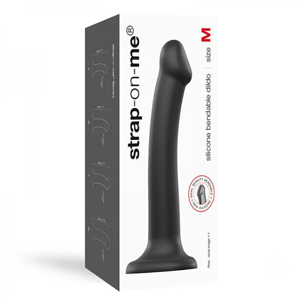 Strap-on-me Semi-realistic Dual Density Bendable Dildo Black Size M